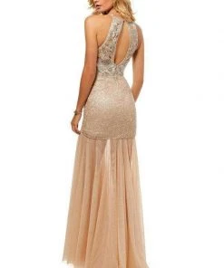 Sherri Hill - 52520 Fully Beaded Halter Trumpet Dress