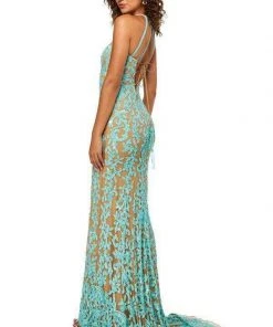 Sherri Hill - 52527 Halter Sequin Applique Long Dress