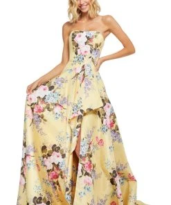 Sherri Hill - 52531 Floral Print Strapless A-line Dress