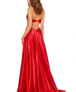 Sherri Hill - 52538 Lace Applique Deep V-neck Fitted Dress