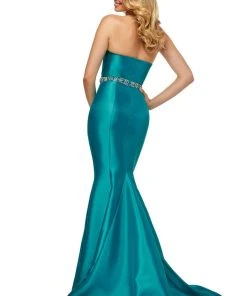 Sherri Hill - 52541 Mikado Strapless Fitted Dress With Beaded Belt 20 Sherri Hill - 52541 Mikado Strapless Fitted Dress With Beaded Belt