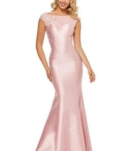 Sherri Hill - 52543 Lace Bateau Mikado Mermaid Dress