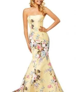 Sherri Hill - 52551 Strapless Floral Printed Mermaid Dress