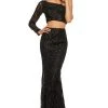 Sherri Hill - 52555 Single Shoulder Asymmetric Neck Feathered Dress