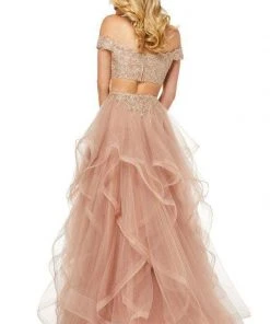 Sherri Hill - 52556 Off-Shoulder Applique Dress With Overskirt 10 Sherri Hill - 52556 Off-Shoulder Applique Dress With Overskirt