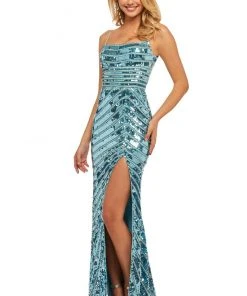 Sherri Hill - 52558 Allover Sequin Scoop Fitted Dress