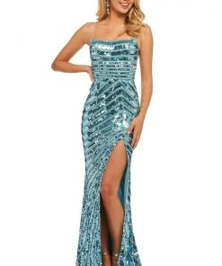 Sherri Hill - 52558 Allover Sequin Scoop Fitted Dress