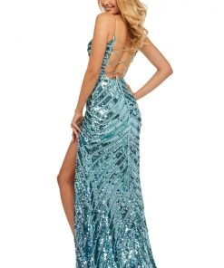Sherri Hill - 52558 Allover Sequin Scoop Fitted Dress