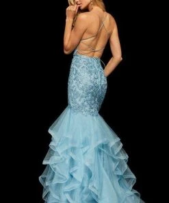 Sherri Hill - 52560 Metallic Lace Ruffled Tulle Mermaid Dress