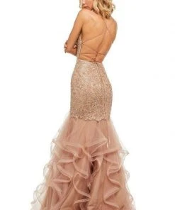 Sherri Hill - 52560 Metallic Lace Ruffled Tulle Mermaid Dress