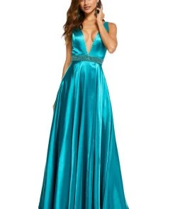 Sherri Hill - 52564 Sleeveless Plunging V-Neck Satin Dress 22 Sherri Hill - 52564 Sleeveless Plunging V-Neck Satin Dress