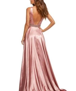 Sherri Hill - 52564 Sleeveless Plunging V-Neck Satin Dress 21 Sherri Hill - 52564 Sleeveless Plunging V-Neck Satin Dress