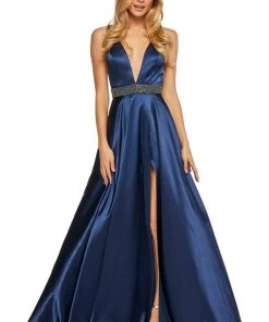 Sherri Hill - 52564 Sleeveless Plunging V-Neck Satin Dress 17 Sherri Hill - 52564 Sleeveless Plunging V-Neck Satin Dress