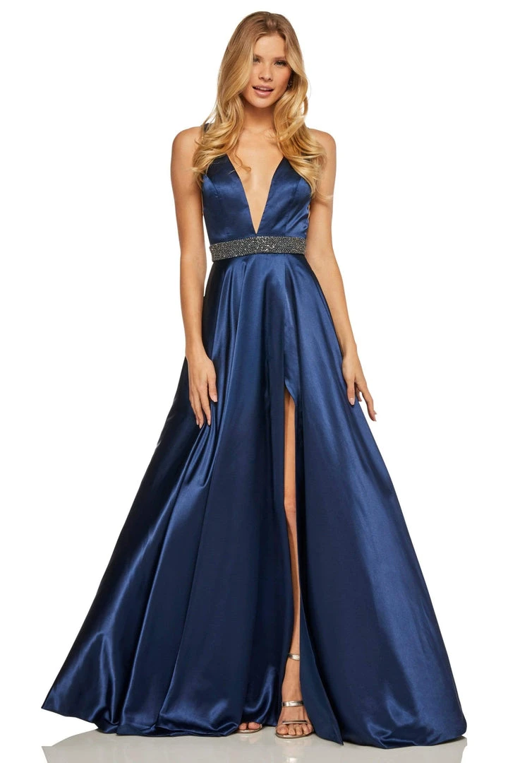Sherri Hill - 52564 Sleeveless Plunging V-Neck Satin Dress 6 Sherri Hill - 52564 Sleeveless Plunging V-Neck Satin Dress
