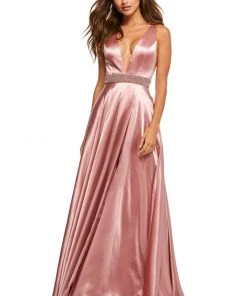 Sherri Hill - 52564 Sleeveless Plunging V-Neck Satin Dress 20 Sherri Hill - 52564 Sleeveless Plunging V-Neck Satin Dress