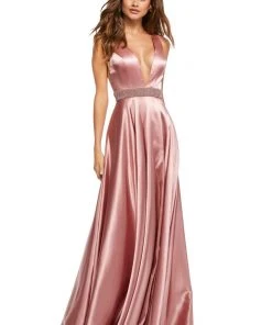 Sherri Hill - 52564 Sleeveless Plunging V-Neck Satin Dress 18 Sherri Hill - 52564 Sleeveless Plunging V-Neck Satin Dress