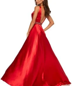 Sherri Hill - 52564 Sleeveless Plunging V-Neck Satin Dress 25 Sherri Hill - 52564 Sleeveless Plunging V-Neck Satin Dress