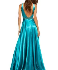 Sherri Hill - 52564 Sleeveless Plunging V-Neck Satin Dress 23 Sherri Hill - 52564 Sleeveless Plunging V-Neck Satin Dress