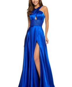 Sherri Hill - 52566 Crisscross Strapped Empire High Slit Gown