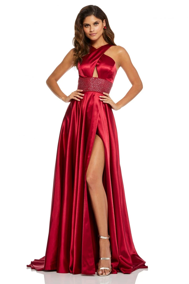 Sherri Hill - 52566 Crisscross Strapped Empire High Slit Gown 5 Sherri Hill - 52566 Crisscross Strapped Empire High Slit Gown