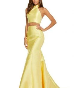 Sherri Hill - 52579 Two Piece High Halter Neck Mikado Dress