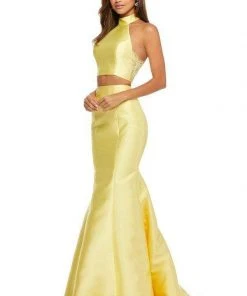 Sherri Hill - 52579 Two Piece High Halter Neck Mikado Dress