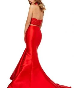 Sherri Hill - 52579 Two Piece High Halter Neck Mikado Dress