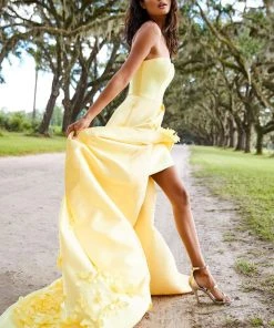 Sherri Hill - 52581 Full Figured Applique Ruffled Slit Dress