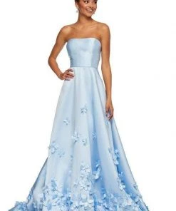 Sherri Hill - 52582 3D Floral Appliques Strapless Full Figured Dress