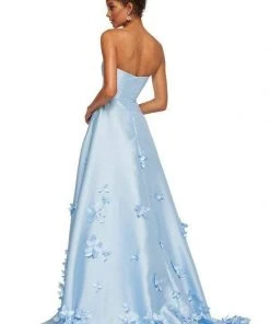 Sherri Hill - 52582 3D Floral Appliques Strapless Full Figured Dress 11 Sherri Hill - 52582 3D Floral Appliques Strapless Full Figured Dress