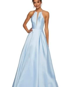 Sherri Hill - 52583 Sleeveless Halter Neck Taffeta A-line Dress