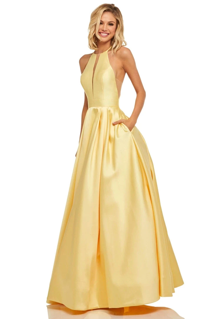 Sherri Hill - 52583 Sleeveless Halter Neck Taffeta A-line Dress 9 Sherri Hill - 52583 Sleeveless Halter Neck Taffeta A-line Dress