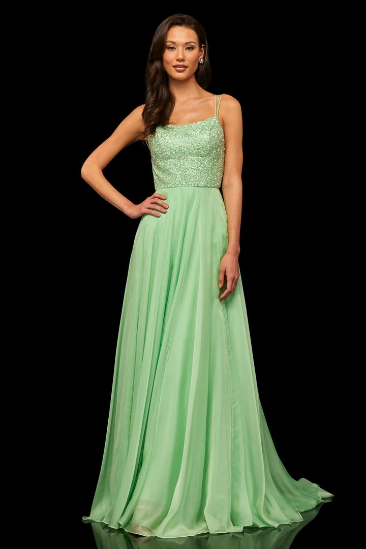 Sherri Hill - 52591 Beaded Bodice Long A Line Satin Dress 11 Sherri Hill - 52591 Beaded Bodice Long A Line Satin Dress