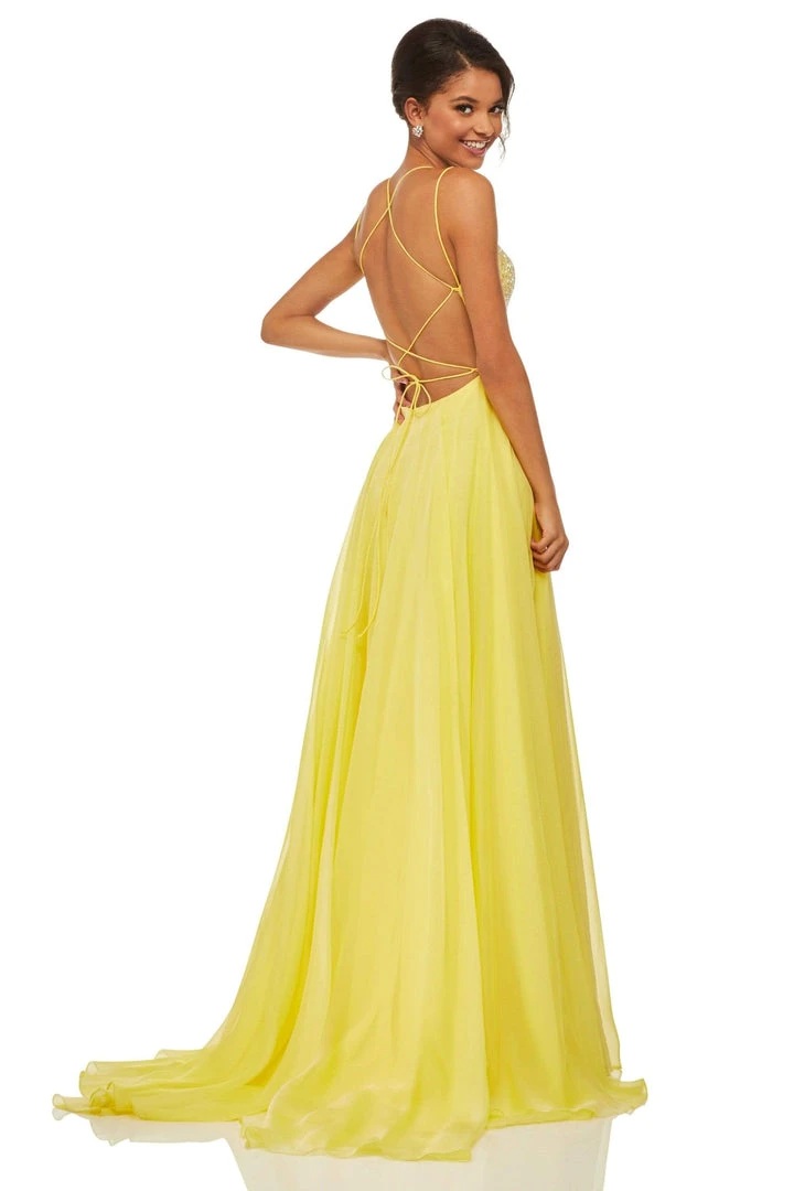 Sherri Hill - 52591 Beaded Bodice Long A Line Satin Dress 6 Sherri Hill - 52591 Beaded Bodice Long A Line Satin Dress