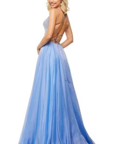 Sherri Hill - 52591 Beaded Bodice Long A Line Satin Dress 12 Sherri Hill - 52591 Beaded Bodice Long A Line Satin Dress