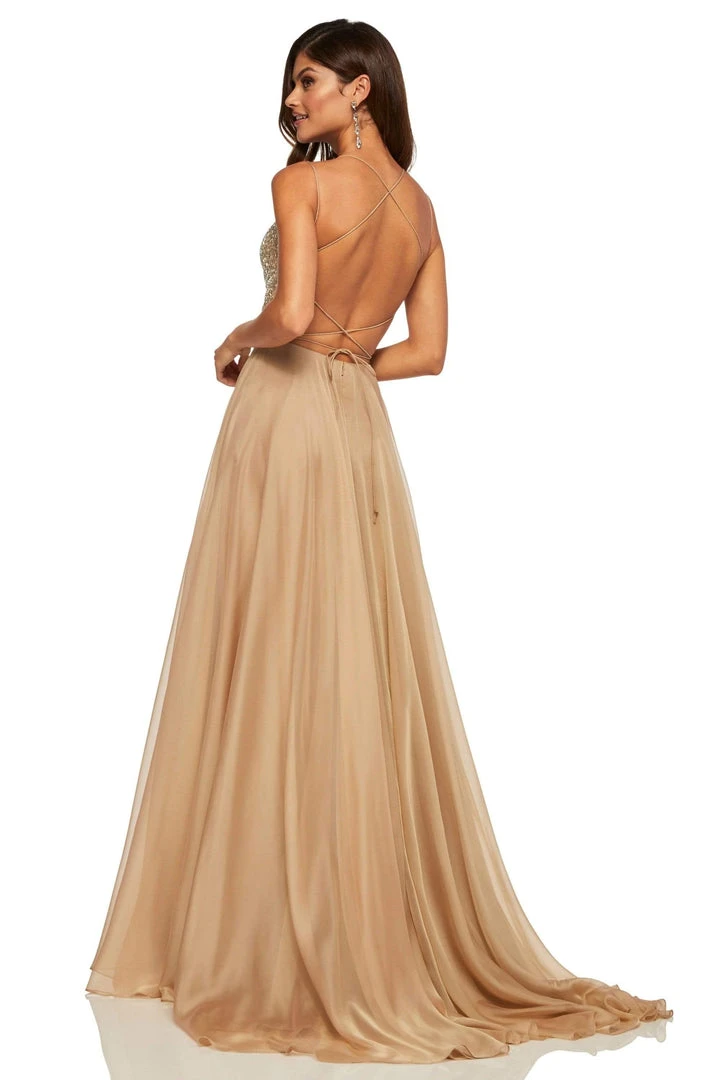 Sherri Hill - 52591 Beaded Bodice Long A Line Satin Dress 10 Sherri Hill - 52591 Beaded Bodice Long A Line Satin Dress