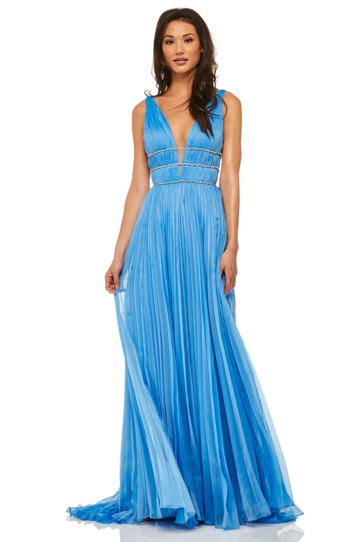 Sherri Hill - 52593 Plunging V-Neck Chiffon A Line Dress 6 Sherri Hill - 52593 Plunging V-Neck Chiffon A Line Dress