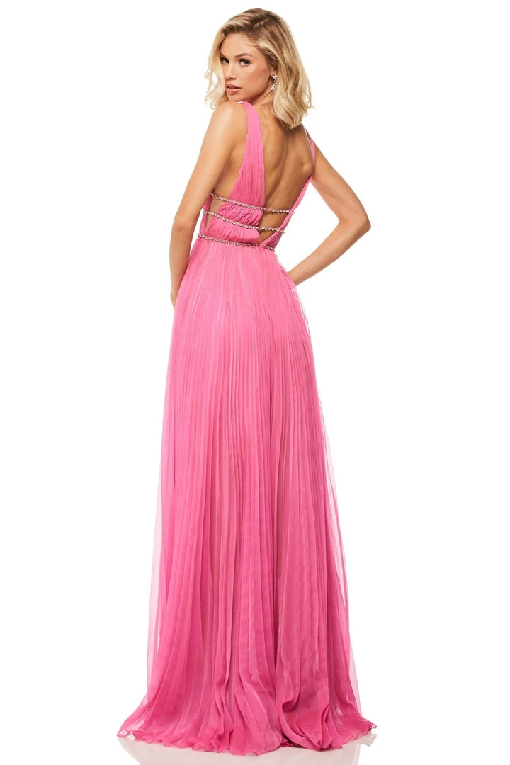 Sherri Hill - 52593 Plunging V-Neck Chiffon A Line Dress 4 Sherri Hill - 52593 Plunging V-Neck Chiffon A Line Dress