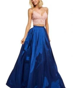 Sherri Hill - 52604 Two Piece Lace V-neck Metallic A-line Dress 9 Sherri Hill - 52604 Two Piece Lace V-neck Metallic A-line Dress