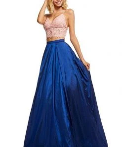 Sherri Hill - 52604 Two Piece Lace V-neck Metallic A-line Dress 11 Sherri Hill - 52604 Two Piece Lace V-neck Metallic A-line Dress