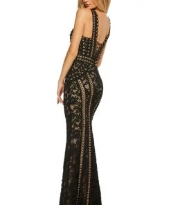 Sherri Hill - 52611 V-Neck Beaded Trumpet Dress