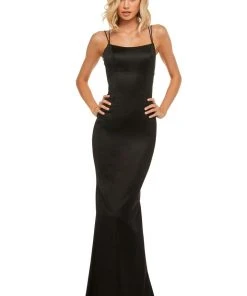 Sherri Hill - 52613 Long Scoop Neck Fitted Dress With Train