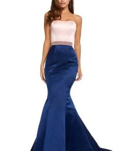 Sherri Hill - 52616 Strapless Satin Mermaid Gown With Beaded Waistband