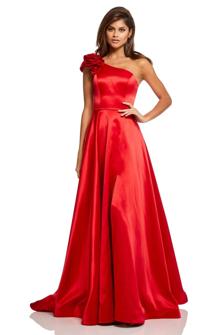 Sherri Hill - 52619 Rosette Accented Single Shoulder A Line Dress 3 Sherri Hill - 52619 Rosette Accented Single Shoulder A Line Dress