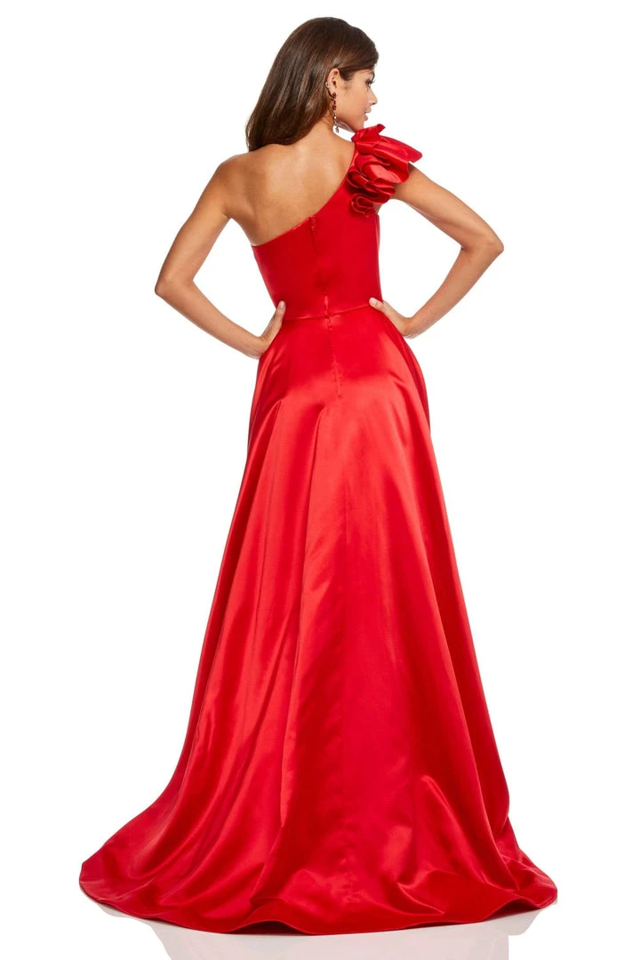 Sherri Hill - 52619 Rosette Accented Single Shoulder A Line Dress 4 Sherri Hill - 52619 Rosette Accented Single Shoulder A Line Dress