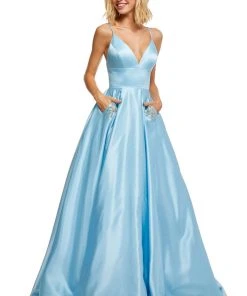 Sherri Hill - 52629 Satin Deep V- Neckline A Line Dress 25 Sherri Hill - 52629 Satin Deep V- Neckline A Line Dress