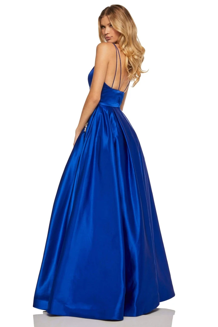 Sherri Hill - 52629 Satin Deep V- Neckline A Line Dress 10 Sherri Hill - 52629 Satin Deep V- Neckline A Line Dress