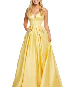 Sherri Hill - 52629 Satin Deep V- Neckline A Line Dress 27 Sherri Hill - 52629 Satin Deep V- Neckline A Line Dress