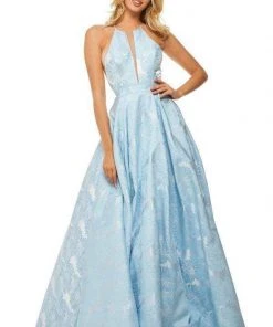 Sherri Hill - 52630 Long Jacquard Halter A Line Dress