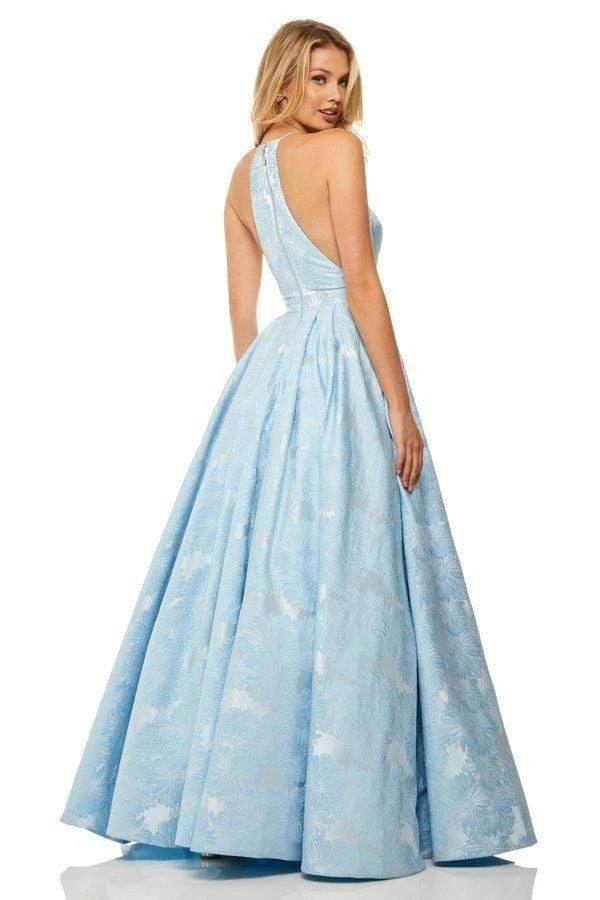 Sherri Hill - 52630 Long Jacquard Halter A Line Dress 4 Sherri Hill - 52630 Long Jacquard Halter A Line Dress